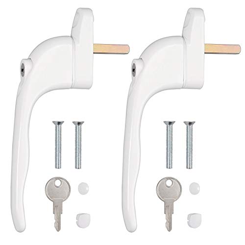 Neoteck 2Pcs Window Handle Universal Espag Key Locking Lockable Double Glazing UPVC Window Handle - 30mm Spindle Length