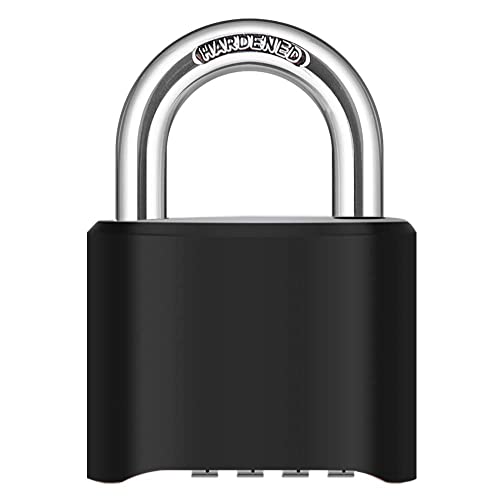 MAKINGTEC 4 Digit Heavy Duty Combination Lock Outdoor Waterproof Padlock 1.3 Inch Shackle for Gate, Fence,Toolbox, Case, Hasp Storage, Gym Locker, Sports Locker, School Locker (Black)