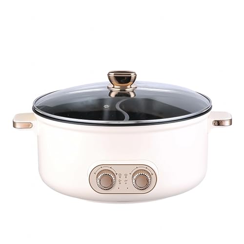 HJXBD888 Appareil Fondue Chinoise, Double Interrupteur de Commande RevêTement AntiadhéSif Multi-Fonctions Appareil Fondue Chinoise, Convient Aux Petites FêTes (avec 2 Filets Non éTanches),7.5L