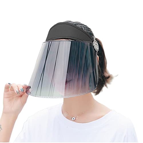 WITHMOONS Sun Shield UV Protection Visor Face Shield Hat Full Face Shield Sunblock Black