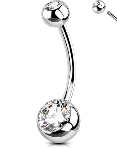 OUFER 316L Surgical Steel Belly Button Rings for Women Men, 14G 16MM Long Belly Piercing Jewelry Barbells, Navel Piercing Jewelry