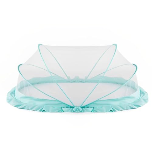 LifeKrafts Foldable Baby Mosquito Net, Bottomless Net for Infants, for Safe & Easy Use | Ensures Your Baby's Safe Sleep 135 x 65 x 65cms, for Babies & Toddlers (0 to 24 months) - OCEAN GREEN (Image - 1)