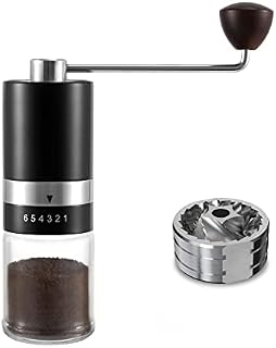Vevouk Black Manual Burr Coffee Grinder, 6 Coarseness Settings, CNC Stainless Steel Burr Mill, Capacity 30g Portable Hand Coffee Grinder Manual Coffee Grinder Hand Stainless Steel Hand Crank