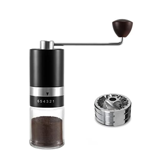 Molinillo de Café Portátil Burr Cónico de Acero Inoxidable, 6 Niveles de Triturador Ajustables, Molino de Café Manual para Espresso, Prensa Francesa, Aeropress. Ideal para Regalo de Cumpleaños.