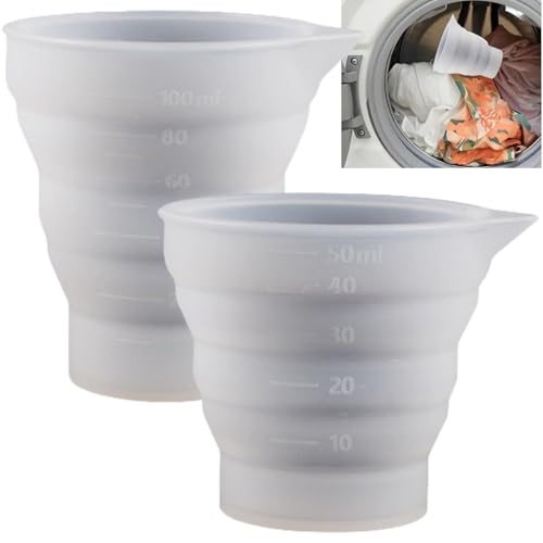 2PCS Dosing Ball for Liquid Detergent,Foldble Laundry Detergent Measuring Cup,Silicone Laundry Dosing Ball,Washable Silicone Measuring Cup,Laundry Liquid Dosing Measuring Cups,Laundry Detergent Cup