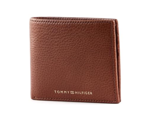 Portefeuille CC en cuir premium Tommy Hilfiger tan au fini noble