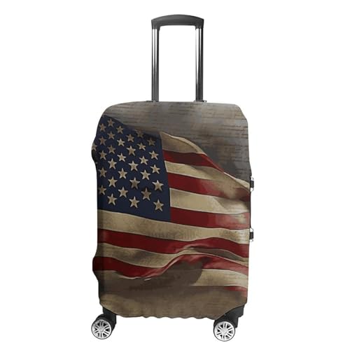 Travel Luggage Cover Elastic Suitcase Protector Anti-Scratch Washable American Flag Luggage Sleeve Tsa Approved Carry on Covers Baggage Cover Fits 18-32 Inch Luggages