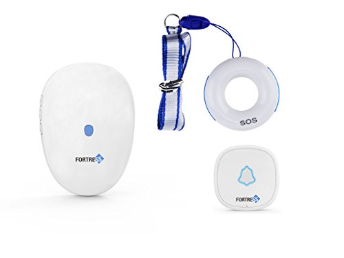 New Wireless Doorbell Chime and SOS Necklace- Fortress Security- Long Range Operation at 500 ft. - Plug in Doorbell/Caregiver Pager with Over 50 Chimes, Wireless Button and Adjustable Volume
