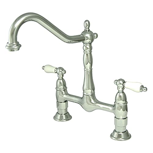 Kingston Brass KS1171PL Heritage Bridge Kitchen Faucet, 8", Polished Chrome Kingston Brass KS1171PL Heritage Bridge Kitchen Faucet, 8", Polished Chrome