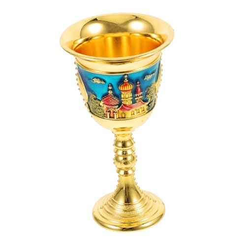 BEBEMOKO Calice Vino Metallo Goffrato Vintage Bicchieri Vino Rosso Tazza Da Leggera Capacità Media Usi Casa Ufficio Ristorante Contenitori Latte Bevande