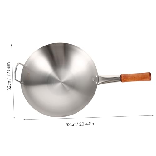 Wok de acero inoxidable con mango para cocina a gas miniatura 2
