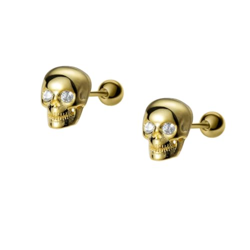 Piercing tragus crâne doré : mini bijou d'oreille pour cartilage sensible