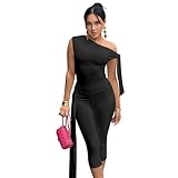 Elainone Capri Sets Women 2 Piece Outfits Sexy One Shoulder Sleeveless Crop Tops Bodycon Pant Sets