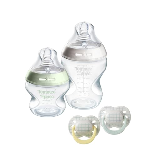 Tommee Tippee Coffret Cadeau nouveau- né Natural Start, Biberons 150 ml et 260 ml avec tétine à débit lent et extra-lent comprise, et 2x sucettes Ultimate...