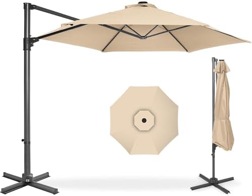 Best Choice Products 10ft 360° Rotating Cantilever Patio Umbrella, Large Offset Hanging Outdoor Sun Shade for Backyard, Deck, Poolside - Sand