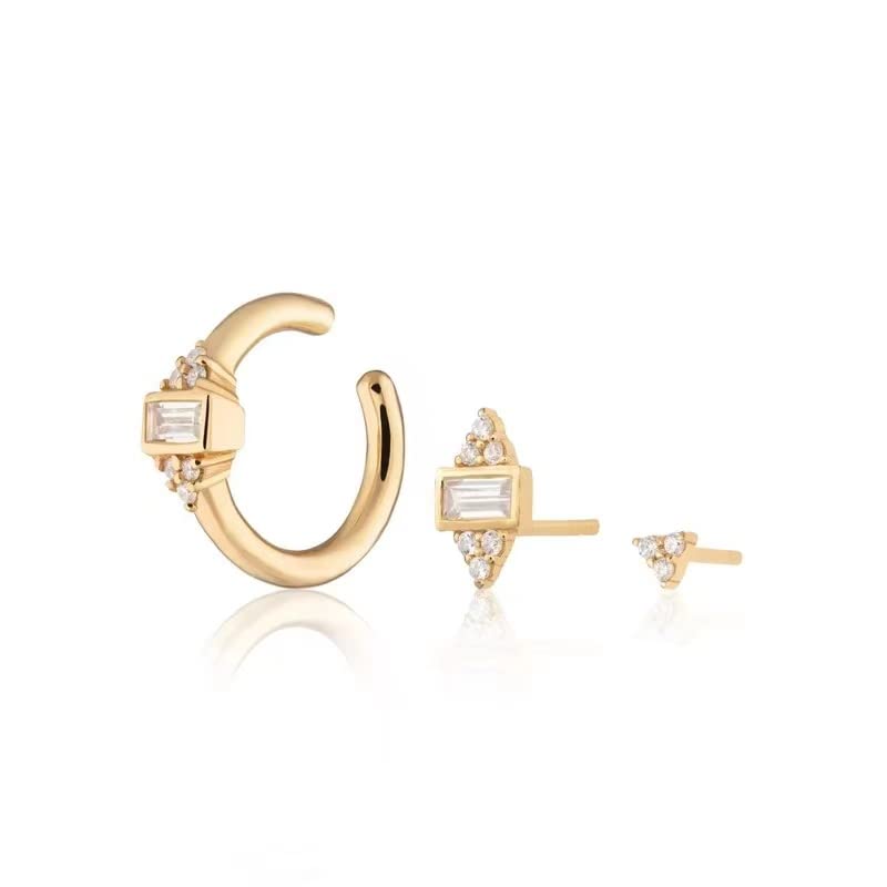 Boucles d'oreilles argent 925 arc doré chic en zircon pour femme