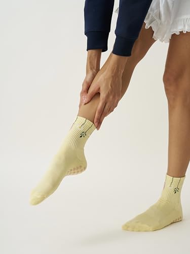 Image of Shapes Studio Half Calf Grip Socks, Cute Fruit Pilates Socks, Ruffle Socks, Non-Slip for Barre Yoga