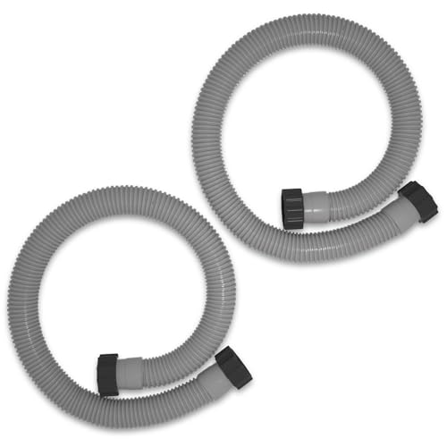 1.5 x 40 Pool Hose Replacement Pack of 2 - Compatible with Above Ground Pools Filter Pump Hoses Sand Filters Saltwater Systems (1 500-2 500 GPH) Grey