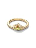 Disney Tiana 14 k Gold-Plated Ring with Light Green Crystal And Clear Cubic Zirconia