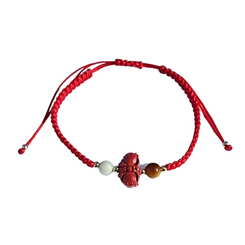 Bracelet en œil de tigre jade naturel et perles de cinabre ajustable