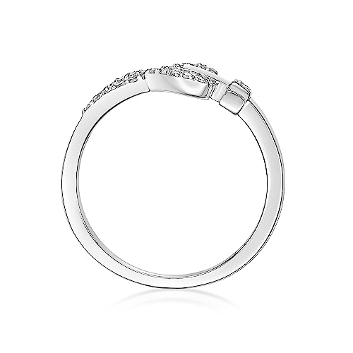 Lavari Jewelers 1/8 Carat Natural Diamond Infinity Heart with Side Cross Purity Ring for Women I 925 Sterling Silver (H-I, I2-I3, 0.12 cttw) Wedding Ring for Her I Engagement Band Size 5 to 94