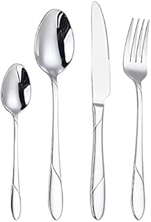 Cutlery Set 16 Pieces, Stainless Steel, Tableware, Flatware Set with Knife, Spoon, Tea Spoon and Fork Set, 4 Dinner Spoons, 4 Teaspoons, 4 Knives and 4 Forks Mirror Polished, Dishwasher Safe.
