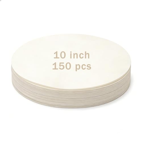 GUIAHENG 150 Pcs Round Parchment Paper, Thickened And Durable Silicone Coated Baking Liners, Non Stick For Separate Storing Steaming Frying Baking (10 inch)