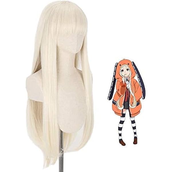 Anime Cosplay Pruiken voor Kakegurui Yomoduki Runa,Silver Gold Synthetische Pruiken Halloween Feest Pruik Voor Dames en Mannen,Game Cosplay Kostuum Props Accessoires