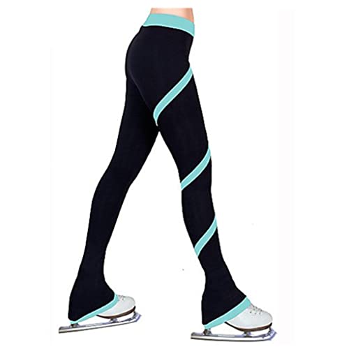 COYI Eiskunstlauf Polarfleece Hose Mädchen Trainingsanzüge Lange HoseGamaschen Thermal Kompression Eislaufen Für Damen(Size:150CM,Color:Hellblau) Cover