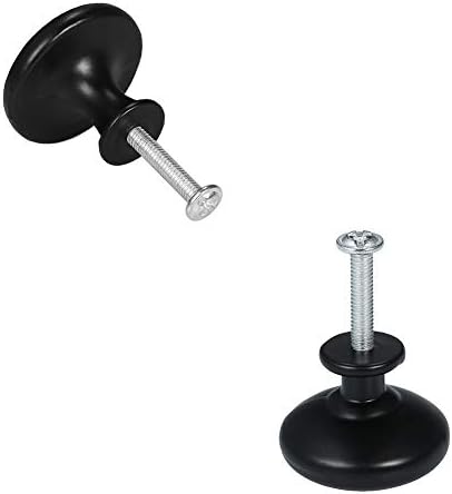 SUNSHINETEK Black Cabinet Knobs 10 Pcs Matted Round Mushroom Drawer Knobs 30MM Aluminum Alloy Door Pulls with Screws for Cabinet Drawer Kitchen