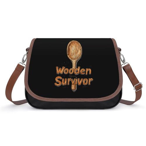 Wooden Spoon Survivor Women's Crossbody Bags Leather Messenger Handbag Small Shoulder Bag Purse