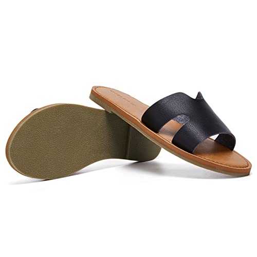 Kolili Flat Sandals For Women Cute Beach Slide Sandals Comfortable Fashion Sandals Summer Shoes, Black, 8 Us #TOP6