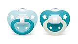 NUK | Orthodontic Pacifiers | 0-6 Months | Best Pacifier for Breastfed Babies | BPA Free | Glows in The Dark | 2-Pack (Signature Neutral)