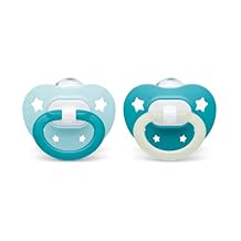 NUK | Orthodontic Pacifiers | 0-6 Months | Best Pacifier for Breastfed Babies | BPA Free | Glows in The Dark | 2-Pack Signature Neutral