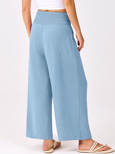 Image of ANRABESS Womens Wide Leg Palazzo Pants with Pockets | Lightweight Breathable High Waisted Pants, Beach Vacation Flowy, Lounge & Casual Summer Trousers