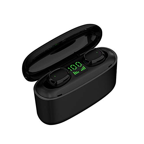 Gomas Auriculares tooth Mini Auriculares Estéreo Dual Auriculares Auriculares Auriculares Auriculares Inalámbricos 5.0 Bluetooth Auriculares Bluetooth Auriculares tooth Pinganillo (Black, One Size)
