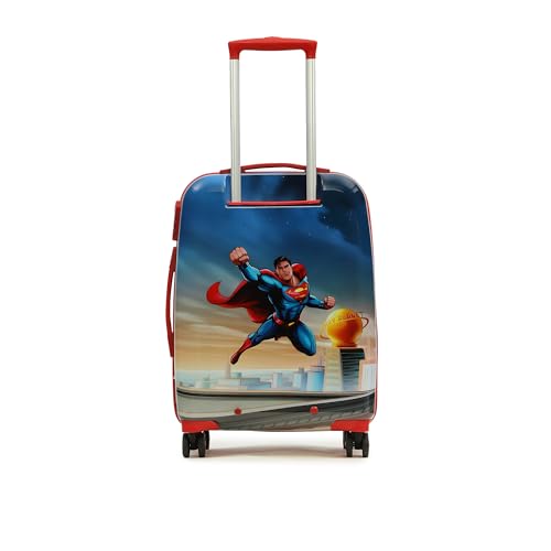 Image of YAYAVAR Superman Kids Trolley Suitcase - 65L | Hard-Sided Printed Cabin Luggage with 8 Wheels, Number Lock, Scratch Resistant, Lightweight Travel Bag (60cm)