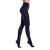 Women's 80 Denier Soft Semi Opaque Solid Color Footed Pantyhose Tights (Small-Medium, Navy Blue)