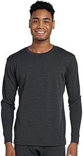 LAPASA Men's 100% Merino Wool Base Layer Top, Outdoor Thermal Underwear Long Sleeve Shirt Lightweight M29 XL Grey