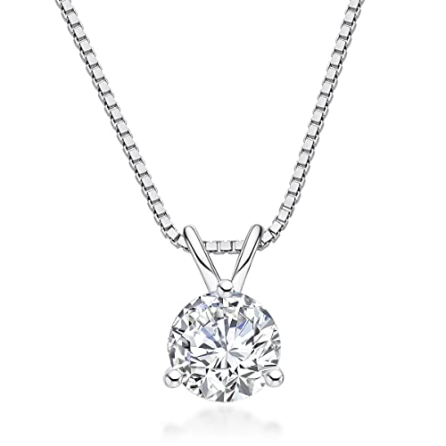 Raivari Moissanite Pendant Necklace,1Ct D Color Vvs1 Lab Created Diamond 18K Gold Plated Necklace Gifts For Women #TOP12