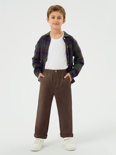 Image of Haloumoning Boys School Uniform Chino Pants Kids Twill Pants 5-14 Years