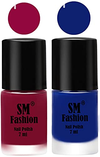 Image of Long Lasting Nail Polish | Nail Paint Combo 7 ml Each) - Set of 2 Cherry Blossom-Blue