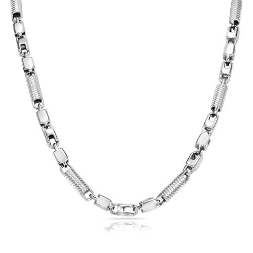 TAIPAN Montecarlo Kette 6.5mm breite rostfreie Edelstahlkette 60cm 70cm mit Schmuckschachtel und Putztuch (70)