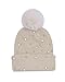 Womens Slouchy Winter Beanie Hat with Fur Ball Pompom Beanie Pearl Beads Fall Hat Warm Thick Knit Skull Ski Cap