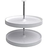 Rev-A-Shelf 24' Full-Circle Dual Tier Lazy Susan Organizer for Upper Corner Wall Cabinets, Plastic Home Rotating Storage Shelves, White, 2062-24-11-1