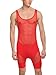 Freebily Combinaison de Sport Homme Maillot de Corps Camouflage Salopette Cyclisme Transparent Combishort Justaucorps Vêtement de Nuit Jumpsuit Bodysuit Rouge M