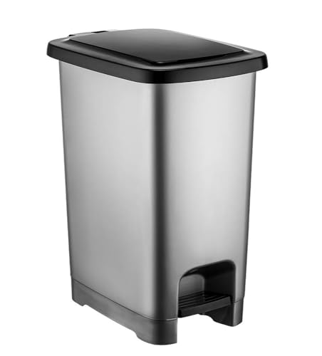 Violet House Cubo de Basura con Pedal, Papelera pedal, Cubo Ligero y Resistente, plástico, color gris (25 LTS)