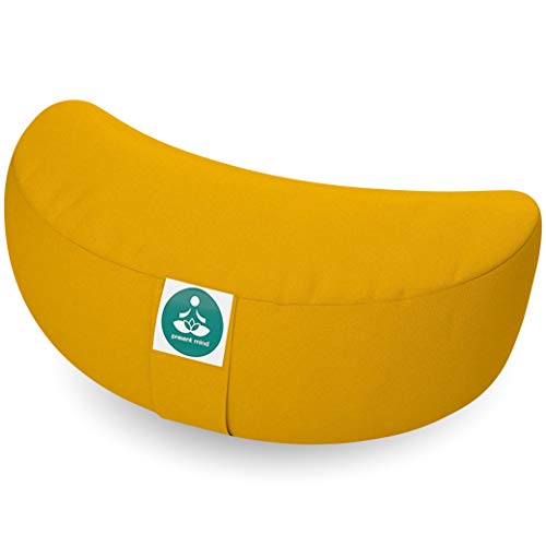 Present Mind Cojín de Meditación y Yoga Media Luna – Funda de algodón Lavable
