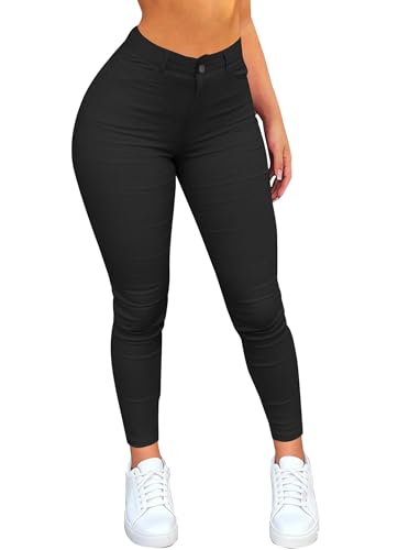 Women Stretchy Skinny Jeans High Waisted Butt Lifting Pants Black