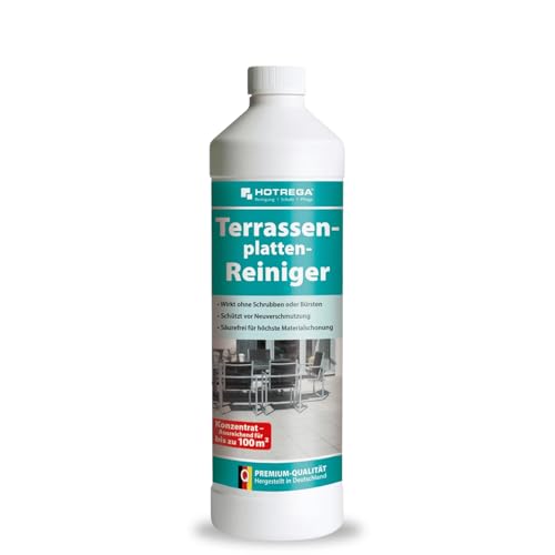 HOTREGA Terrassenplatten Reiniger 1 Liter | Selbsttätiger, säurefreier Steinreiniger für Naturstein & Betonwerkstein | Terrassenreiniger für Draußen